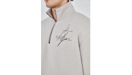 Erkek Yarım Fermuarlı Baskılı 3 iplik pamuklu sweatshirt - Boyalı Gri Erkek Yarım Fermuarlı Baskılı 3 iplik pamuklu sweatshirt - Boyalı Gri