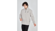 Erkek Yarım Fermuarlı Baskılı 3 iplik pamuklu sweatshirt - Boyalı Gri Erkek Yarım Fermuarlı Baskılı 3 iplik pamuklu sweatshirt - Boyalı Gri