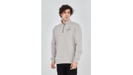 Erkek Yarım Fermuarlı Baskılı 3 iplik pamuklu sweatshirt - Boyalı Gri Erkek Yarım Fermuarlı Baskılı 3 iplik pamuklu sweatshirt - Boyalı Gri