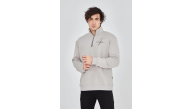 Erkek Yarım Fermuarlı Baskılı 3 iplik pamuklu sweatshirt - Boyalı Gri Erkek Yarım Fermuarlı Baskılı 3 iplik pamuklu sweatshirt - Boyalı Gri