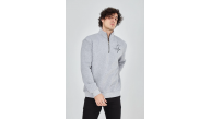 Erkek Yarım Fermuarlı Baskılı 3 iplik pamuklu sweatshirt - Gri Erkek Yarım Fermuarlı Baskılı 3 iplik pamuklu sweatshirt - Gri