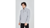 Erkek Yarım Fermuarlı Baskılı 3 iplik pamuklu sweatshirt - Gri Erkek Yarım Fermuarlı Baskılı 3 iplik pamuklu sweatshirt - Gri