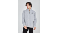 Erkek Yarım Fermuarlı Baskılı 3 iplik pamuklu sweatshirt - Gri Erkek Yarım Fermuarlı Baskılı 3 iplik pamuklu sweatshirt - Gri