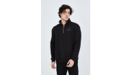 Erkek Yarım Fermuarlı Baskılı 3 iplik pamuklu sweatshirt - Siyah Erkek Yarım Fermuarlı Baskılı 3 iplik pamuklu sweatshirt - Siyah