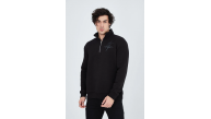 Erkek Yarım Fermuarlı Baskılı 3 iplik pamuklu sweatshirt - Siyah Erkek Yarım Fermuarlı Baskılı 3 iplik pamuklu sweatshirt - Siyah