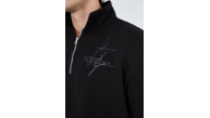 Erkek Yarım Fermuarlı Baskılı 3 iplik pamuklu sweatshirt - Siyah Erkek Yarım Fermuarlı Baskılı 3 iplik pamuklu sweatshirt - Siyah