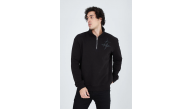 Erkek Yarım Fermuarlı Baskılı 3 iplik pamuklu sweatshirt - Siyah Erkek Yarım Fermuarlı Baskılı 3 iplik pamuklu sweatshirt - Siyah