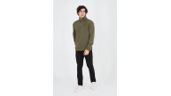 Erkek Yarım Fermuarlı Baskılı 3 iplik pamuklu sweatshirt - Yeşil Erkek Yarım Fermuarlı Baskılı 3 iplik pamuklu sweatshirt - Yeşil