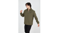 Erkek Yarım Fermuarlı Baskılı 3 iplik pamuklu sweatshirt - Yeşil Erkek Yarım Fermuarlı Baskılı 3 iplik pamuklu sweatshirt - Yeşil
