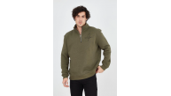 Erkek Yarım Fermuarlı Baskılı 3 iplik pamuklu sweatshirt - Yeşil Erkek Yarım Fermuarlı Baskılı 3 iplik pamuklu sweatshirt - Yeşil