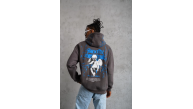 Erkek 3 İplik Pamuklu Kapüşonlu Baskılı Cepli Oversize Sweatshirt Hoodie - Gri Erkek 3 İplik Pamuklu Kapüşonlu Baskılı Cepli Oversize Sweatshirt Hoodie - Gri