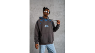 Erkek 3 İplik Pamuklu Kapüşonlu Baskılı Cepli Oversize Sweatshirt Hoodie - Gri Erkek 3 İplik Pamuklu Kapüşonlu Baskılı Cepli Oversize Sweatshirt Hoodie - Gri
