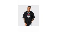 Yılbaşı Gözlüklü Noel Baba Baskılı Kısa Kollu Oversize Bisiklet Yaka T-shirt - Siyah Yılbaşı Gözlüklü Noel Baba Baskılı Kısa Kollu Oversize Bisiklet Yaka T-shirt - Siyah