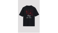 Yılbaşı Happy New Year Baskılı Kısa Kollu Oversize Bisiklet Yaka T-shirt - Siyah Yılbaşı Happy New Year Baskılı Kısa Kollu Oversize Bisiklet Yaka T-shirt - Siyah