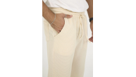 Erkek Jakar Kutu Desenli Baggy Eşofman Pantolon - Bej