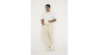 Erkek Jakar Kutu Desenli Baggy Eşofman Pantolon - Bej