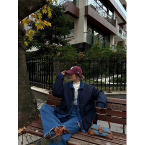 Kadın Jeans Detaylı Cıtcıtlı Ceket Mont - Lacivert