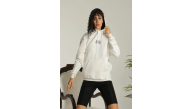Kadın Oversize Kapüşonlu Cepli Baskılı 3 İplik Pamuklu Hoodie Sweatshirt - Beyaz Kadın Oversize Kapüşonlu Cepli Baskılı 3 İplik Pamuklu Hoodie Sweatshirt - Beyaz