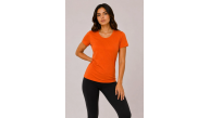 Kadın Basic Bisiklet Yaka Yazlık Slim fit T-Shirt - Mor & Turuncu Kadın Basic Bisiklet Yaka Yazlık Slim fit T-Shirt - Mor & Turuncu