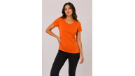 Kadın Basic Bisiklet Yaka Yazlık Slim fit T-Shirt - Pudra Pembe & Turuncu Kadın Basic Bisiklet Yaka Yazlık Slim fit T-Shirt - Pudra Pembe & Turuncu