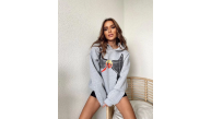 Kadın 2 İplik METALLICA Baskılı Kapüşonlu Sweatshirt Hoodie - Gri