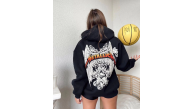 Kadın 2 İplik METALLICA Baskılı Kapüşonlu Hoodie Sweatshirt - Siyah