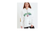 Kadın Oversize Kapüşonlu Cepli Ön Kol Baskılı 3 İplik Pamuklu Hoodie Sweatshirt - Beyaz