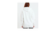 Kadın Oversize Kapüşonlu Cepli Ön Kol Baskılı 3 İplik Pamuklu Hoodie Sweatshirt - Beyaz