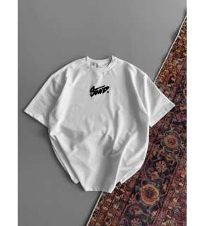Kadın Yazlık Bisiklet Yaka Baskılı Regular Fit Tişört Kısa Kol T-Shirt - Beyaz