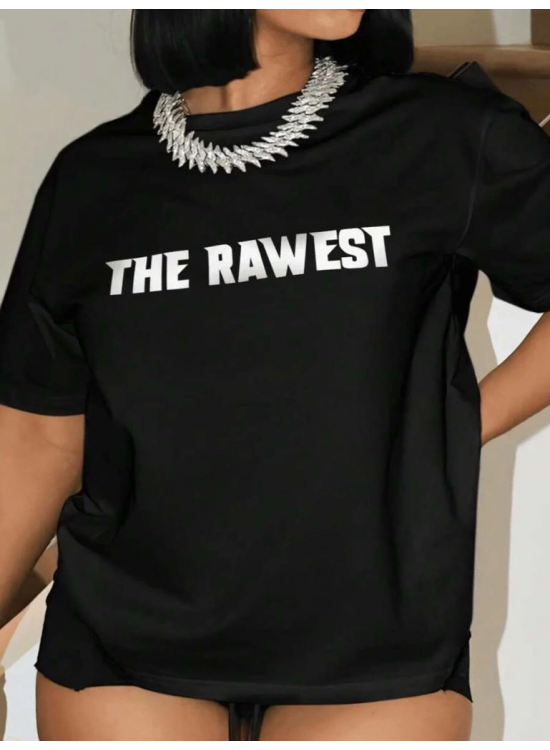 Kadın Baskılı T-Shirt Kısa Kol Bisiklet Yaka Oversize Rahat Kalıp Tişört - Siyah Kadın Baskılı T-Shirt Kısa Kol Bisiklet Yaka Oversize Rahat Kalıp Tişört - Siyah