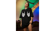 Kadın Baskılı T-Shirt Kısa Kol Bisiklet Yaka Oversize Rahat Kalıp Tişört - Siyah Kadın Baskılı T-Shirt Kısa Kol Bisiklet Yaka Oversize Rahat Kalıp Tişört - Siyah
