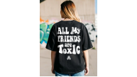 Kadın Kısa Kol Yazlık Tişört Bisiklet Yaka Baskılı Oversize T-Shirt - Siyah Kadın Kısa Kol Yazlık Tişört Bisiklet Yaka Baskılı Oversize T-Shirt - Siyah