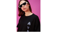 Kadın Kısa Kol Yazlık Tişört Bisiklet Yaka Baskılı Oversize T-Shirt - Siyah Kadın Kısa Kol Yazlık Tişört Bisiklet Yaka Baskılı Oversize T-Shirt - Siyah
