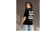 Kadın Kısa Kol Yazlık Tişört Bisiklet Yaka Baskılı Oversize T-Shirt - Siyah Kadın Kısa Kol Yazlık Tişört Bisiklet Yaka Baskılı Oversize T-Shirt - Siyah