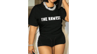 Kadın Baskılı T-Shirt Kısa Kol Bisiklet Yaka Oversize Rahat Kalıp Tişört - Siyah Kadın Baskılı T-Shirt Kısa Kol Bisiklet Yaka Oversize Rahat Kalıp Tişört - Siyah