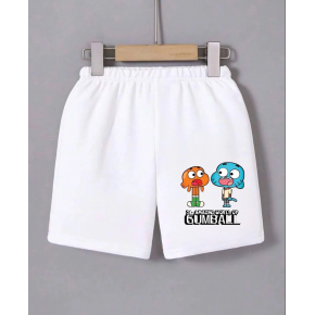 Kadın Beli Lastikli Baskılı Mini Şort - Beyaz