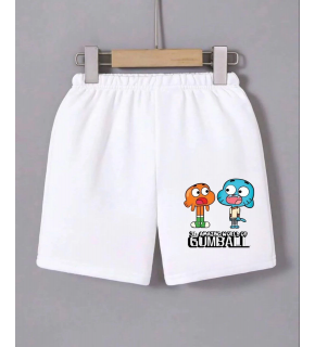 Kadın Beli Lastikli Baskılı Mini Şort - Beyaz