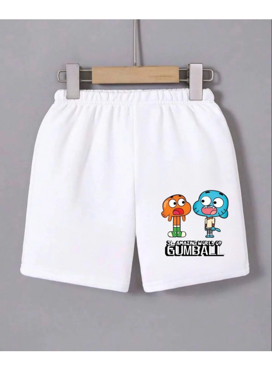 Kadın Beli Lastikli Baskılı Mini Şort - Beyaz