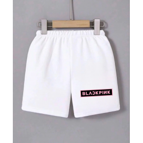 Kadın Beli Lastikli Baskılı Mini Şort - Beyaz