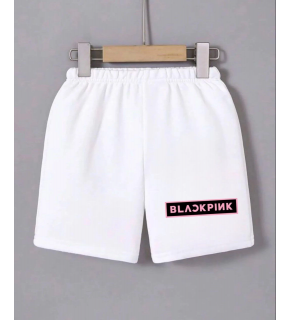 Kadın Beli Lastikli Baskılı Mini Şort - Beyaz