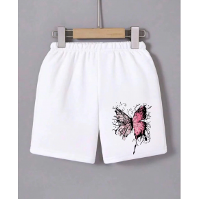 Kadın Beli Lastikli Baskılı Mini Şort - Beyaz