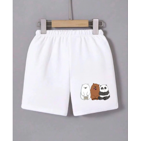 Kadın Beli Lastikli Baskılı Mini Şort - Beyaz