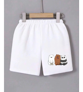 Kadın Beli Lastikli Baskılı Mini Şort - Beyaz