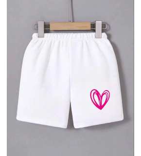 Kadın Beli Lastikli Baskılı Mini Şort - Beyaz