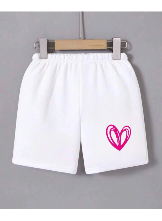 Kadın Beli Lastikli Baskılı Mini Şort - Beyaz