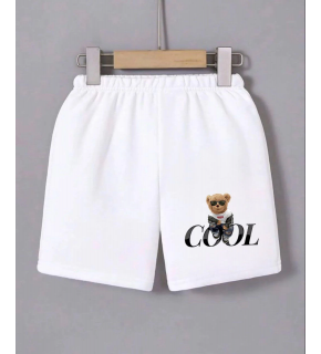 Kadın Beli Lastikli Baskılı Mini Şort - Beyaz