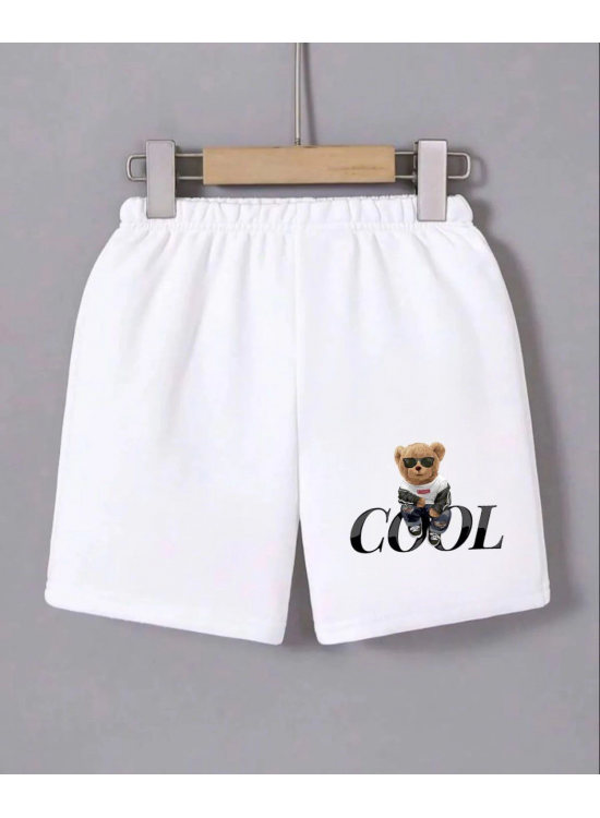 Kadın Beli Lastikli Baskılı Mini Şort - Beyaz