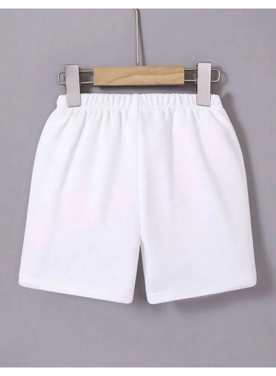Kadın Beli Lastikli Mini Düz Şort - Beyaz