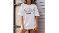 Kadın Kısa Kol Yazlık Tişört Bisiklet Yaka FLORIDA Baskılı T-Shirt - Beyaz Kadın Kısa Kol Yazlık Tişört Bisiklet Yaka FLORIDA Baskılı T-Shirt - Beyaz