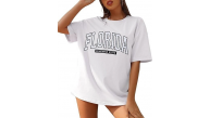 Kadın Kısa Kol Yazlık Tişört Bisiklet Yaka FLORIDA Baskılı T-Shirt - Beyaz Kadın Kısa Kol Yazlık Tişört Bisiklet Yaka FLORIDA Baskılı T-Shirt - Beyaz
